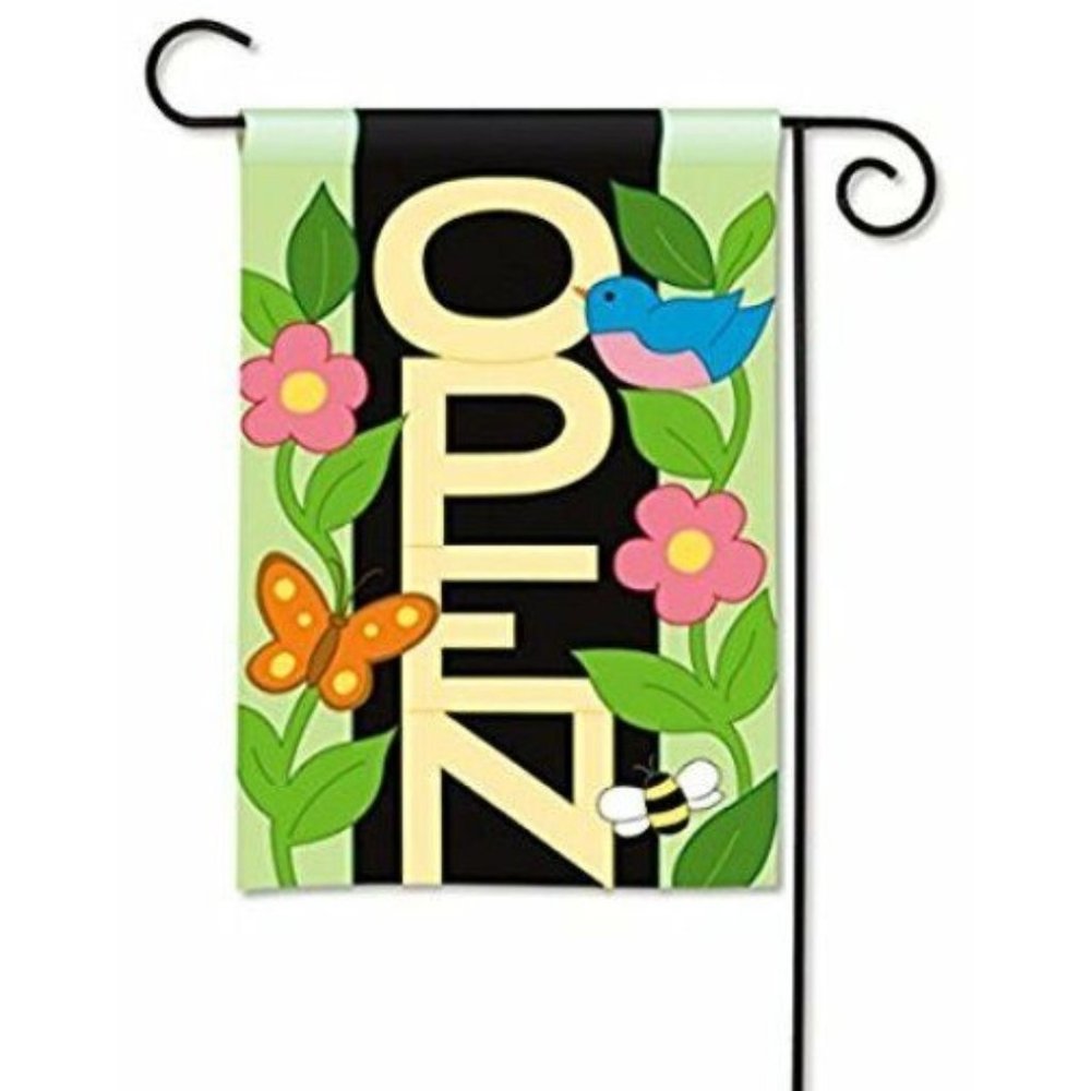 OPEN FLAG Magnet Works Breeze Art 12" x 18" Applique Garden Size Retail CoffeNIP